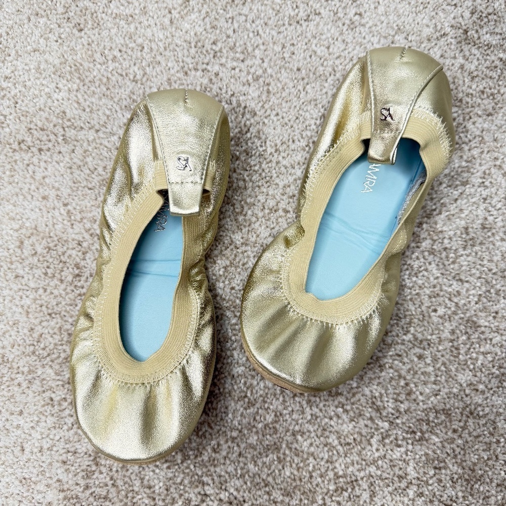 Yosi Samra Samara Gold Foldable Flats Shoes 5